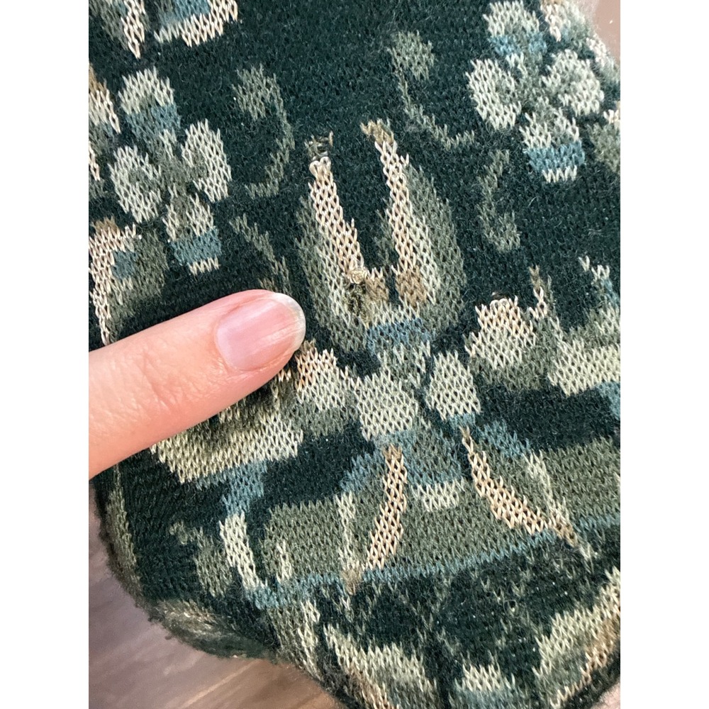 Susan Bristol Cardigan Sweater Women S Green Floral Wool Blend Vintage Damask - Picture 7 of 7